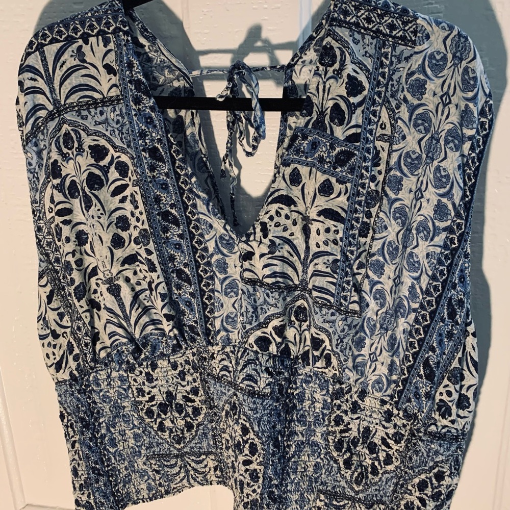 ⚡️5 for $25⚡️ Old Navy Bohemian Blue Patterned Women's Top 2X